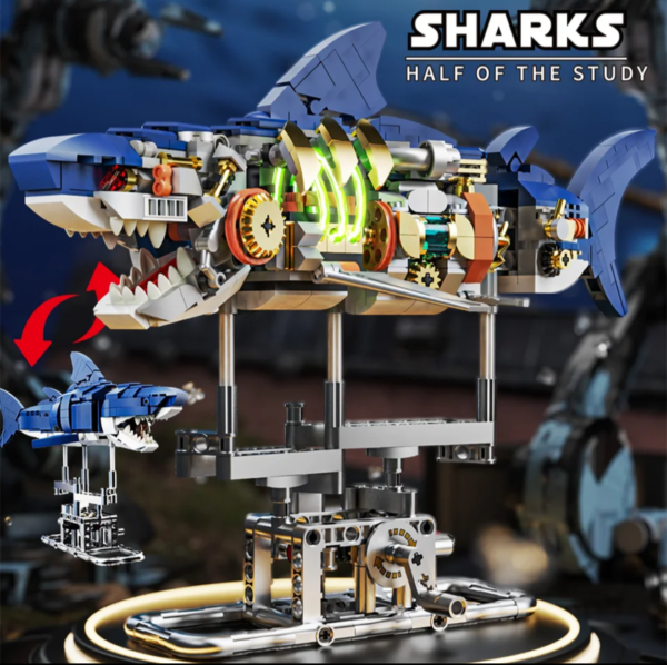 Mechanical Shark Building Set, Shark Sea Life Building Blocks Set with Display Stand and Lights, Block Gift for Kids and Adults - Image 5