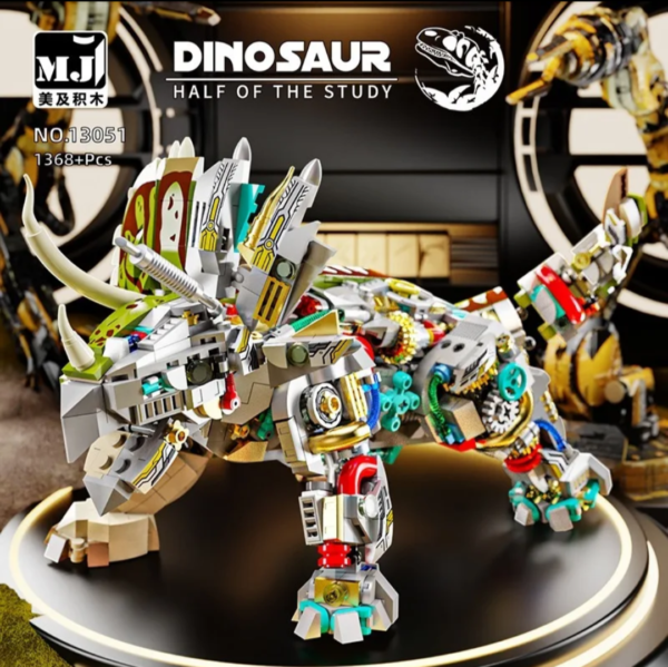 Building block semi-mechanical dinosaur assembling science teaching children's building block toy model - Image 5