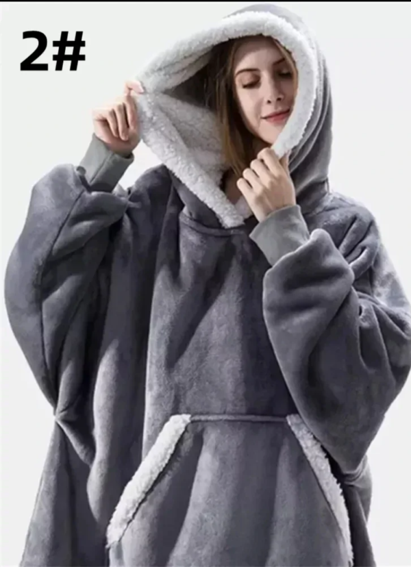 Winter Hoodies Sweatshirt Women Men Pullover Fleece Giant TV Oversized Blanket with Long Flannel Sleeves - Image 9