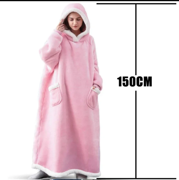 Winter Hoodies Sweatshirt Women Men Pullover Fleece Giant TV Oversized Blanket with Long Flannel Sleeves - Image 4