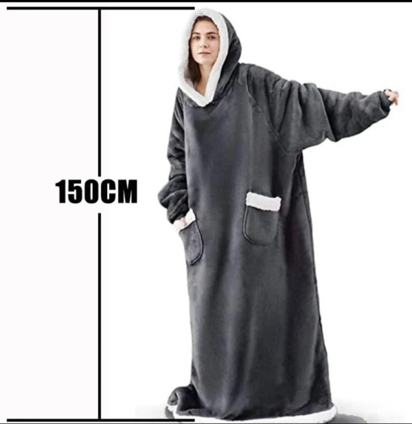 Winter Hoodies Sweatshirt Women Men Pullover Fleece Giant TV Oversized Blanket with Long Flannel Sleeves - Image 3