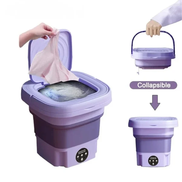 8L Portable Small Foldable Washing Machine with Spin Dryer For Socks Underwear Panties Washer Household Mini Washing Machine - Image 2