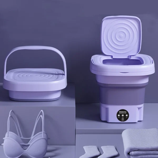 8L Portable Small Foldable Washing Machine with Spin Dryer For Socks Underwear Panties Washer Household Mini Washing Machine - Image 3