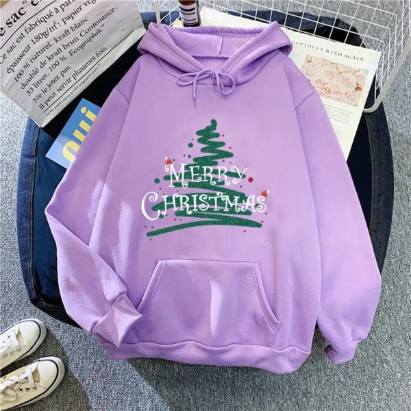 Christmas Women Hoodies Pullover Fashion Printed Casual Sweatshirts Sporty Loose Long Sleeved Coats Ladies Autumn Winter - Image 3