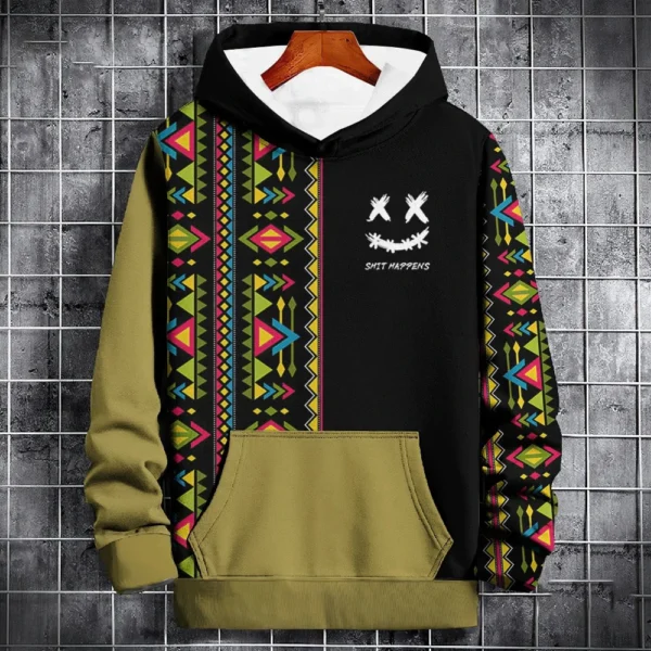 New Autumn Hoodie For Men 3d Ethnic Pattern Patchwork Print Long Sleeve Sweatshirt Fashion Street Hoody Pullover Oversized Tops - Image 3